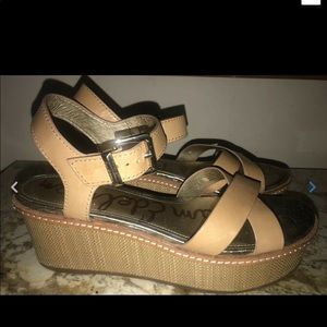 Sam Edelman Tina Leather Flatform Sandals 9.5 m
